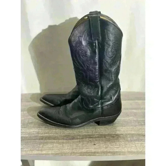 JUSTIN 6911 Black Classic Western Cowboy‎ Boots Mens 7.5 main image 10